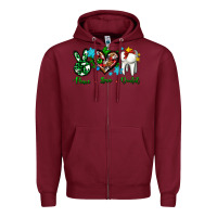 Burgundy peace love dental for Christmas Zipper Hoodie - AdoDesignShop