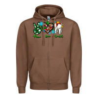 Chestnut peace love dental for Christmas Zipper Hoodie - AdoDesignShop