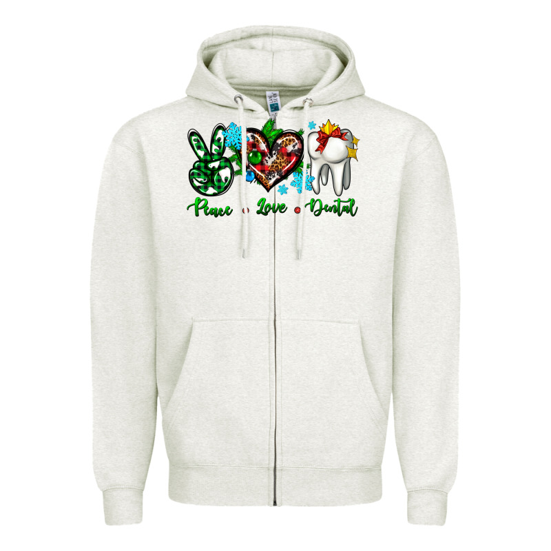 Peace Love Dental For Christmas Zipper Hoodie by AdoDesignShop | Teevron