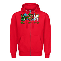 Red peace love dental for Christmas Zipper Hoodie - AdoDesignShop