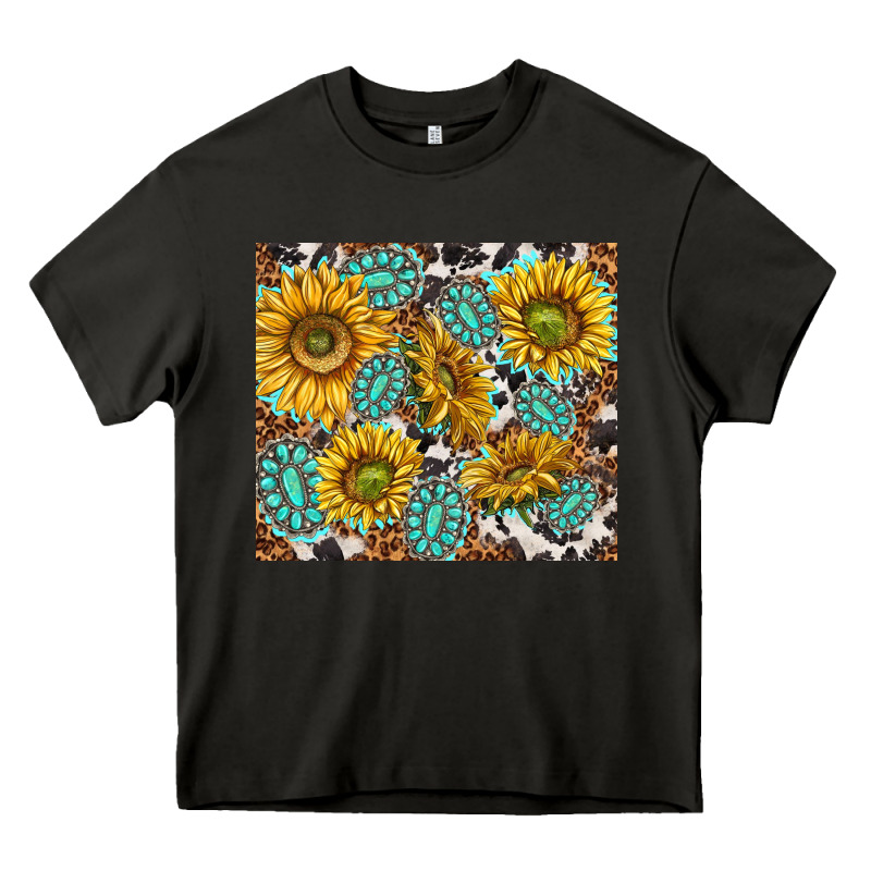 Turquoise Sunflowers With Gemstones Heavy Core Tee by TumblerDesignByShophia | Teevron