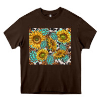 Chocolate Brown turquoise sunflowers with gemstones Heavy Core Tee - TumblerDesignByShophia