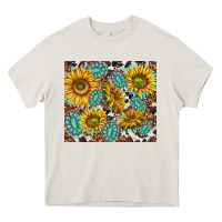 Cream turquoise sunflowers with gemstones Heavy Core Tee - TumblerDesignByShophia