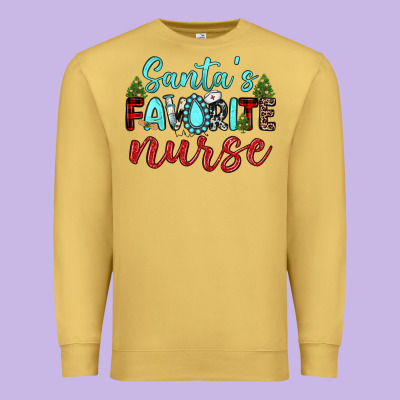 Santa S Favorite Nurse Premium Sweatshirt Designed By Jahusdesignshop