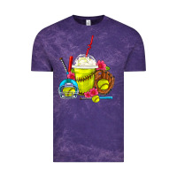 Cloud Purple Softball Frappe Coffee Vintage Tee - FaDigitalArtStudio