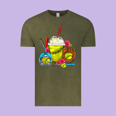 Softball Frappe Coffee Vintage Tee Designed By Fadigitalartstudio