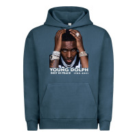 Pigment Midnight Navy Rest in Peace Young Dolph Urban Hoodie - artisFamous