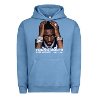 Pigment Pebble Blue Rest in Peace Young Dolph Urban Hoodie - artisFamous