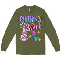 Army Green birthday girl 3 Long Sleeve Tee - BundleAndBundleShop