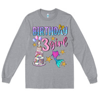 Heather Grey birthday girl 3 Long Sleeve Tee - BundleAndBundleShop