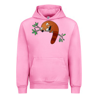 Fuchsia Pink red panda sleeping Urban Hoodie - artisFamous