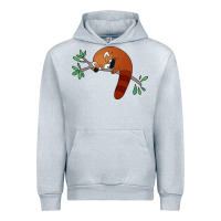 Heather Grey red panda sleeping Urban Hoodie - artisFamous