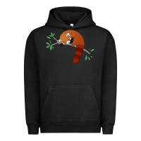 Pigment Black red panda sleeping Urban Hoodie - artisFamous
