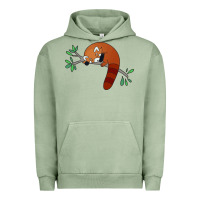 Pigment Oil Green red panda sleeping Urban Hoodie - artisFamous