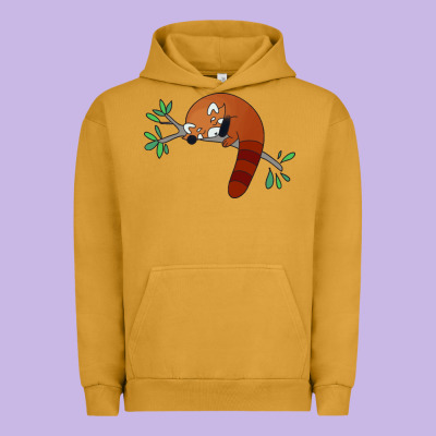 Red Panda Sleeping Urban Hoodie Designed By Artisfamous