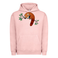Pigment Salmon red panda sleeping Urban Hoodie - artisFamous