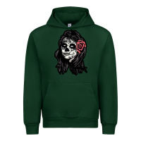 Forest Green sugar skull lady Urban Hoodie - artisFamous
