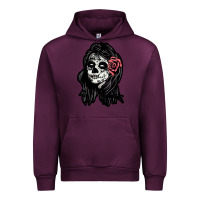 Mauve Wine sugar skull lady Urban Hoodie - artisFamous