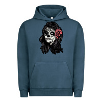 Pigment Midnight Navy sugar skull lady Urban Hoodie - artisFamous