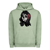 Pigment Oil Green sugar skull lady Urban Hoodie - artisFamous