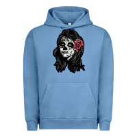 Pigment Pebble Blue sugar skull lady Urban Hoodie - artisFamous