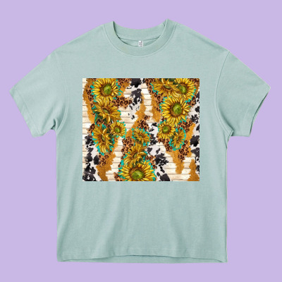 Sunflowers With Patterns Heavy Core Tee Designed By Tumblerdesignbyshophia