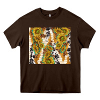 Chocolate Brown sunflowers with patterns Heavy Core Tee - TumblerDesignByShophia