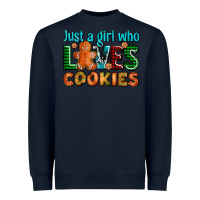 Navy just a girl who loves cookies Heavyweight Sweatshirt - AdoDesignShop