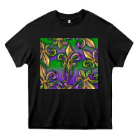 Black Mardi Gras Fleur De Lis Heavy Core Tee - RanaPortraitStore