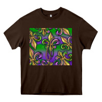 Chocolate Brown Mardi Gras Fleur De Lis Heavy Core Tee - RanaPortraitStore