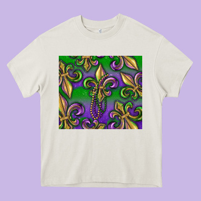 Mardi Gras Fleur De Lis Heavy Core Tee Designed By Ranaportraitstore