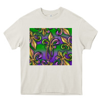 Cream Mardi Gras Fleur De Lis Heavy Core Tee - RanaPortraitStore