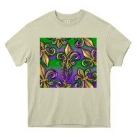Mossy Mardi Gras Fleur De Lis Heavy Core Tee - RanaPortraitStore