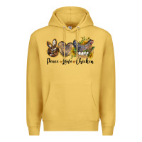 Antique Gold peace love chicken Premium Hoodie - LillyAllenDesigns