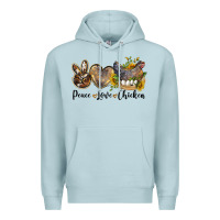 Blue Mist peace love chicken Premium Hoodie - LillyAllenDesigns