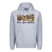 Heather Grey peace love chicken Premium Hoodie - LillyAllenDesigns