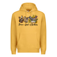 Mustard peace love chicken Premium Hoodie - LillyAllenDesigns