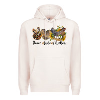 Pale Pink peace love chicken Premium Hoodie - LillyAllenDesigns