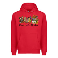 Red peace love chicken Premium Hoodie - LillyAllenDesigns