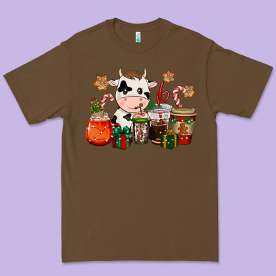Cow Coffee Cups Christmas Premium Tee Designed By Cowgirlartshop