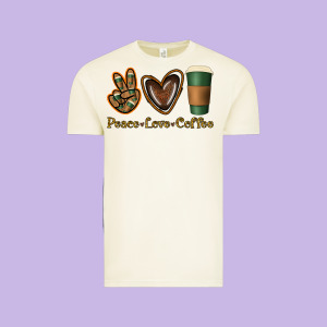 Peace Love Coffee Vintage Tee Designed By Jasminsmagicworld