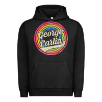 Pigment Black george carlin   retro rainbow faded style Urban Hoodie - artisFamous
