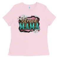 Bubblegum Pink blessed mama Ladies Tee - OliviaCreatesArt