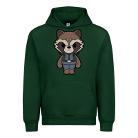 Forest Green rocket racoon chibi Urban Hoodie - artisFamous