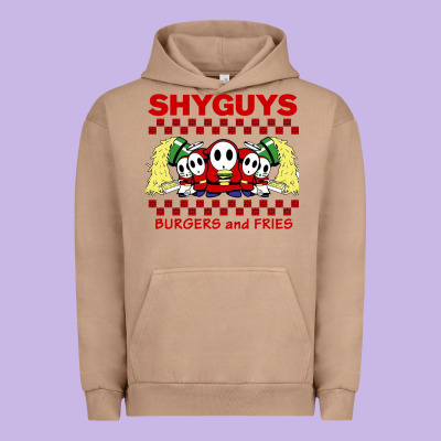 Shy Guys Burger And Fries Urban Hoodie Designed By Artisfamous