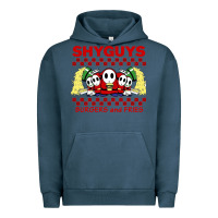 Pigment Midnight Navy shy guys burger and fries Urban Hoodie - artisFamous