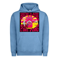 Pigment Pebble Blue Best Pigeons Playing Ping Pong Music Urban Hoodie - artisFamous