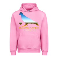 Fuchsia Pink Best Pigeons Playing Ping Pong Music Urban Hoodie - artisFamous