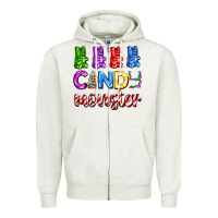 Oatmeal Heather candy monster with jelly bear Zipper Hoodie - AdoDesignShop