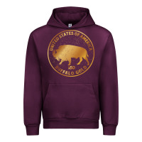Mauve Wine Buffalo Gold Native American - Bison Urban Hoodie - artisFamous